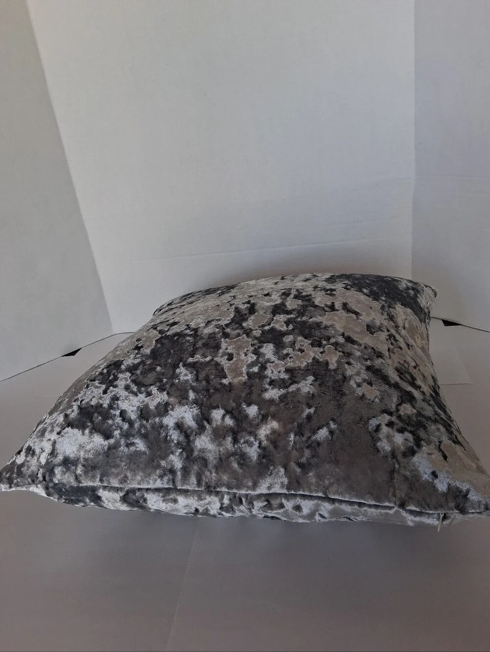 Velvet Crushed Texture Throw Pillow - Silver Gray